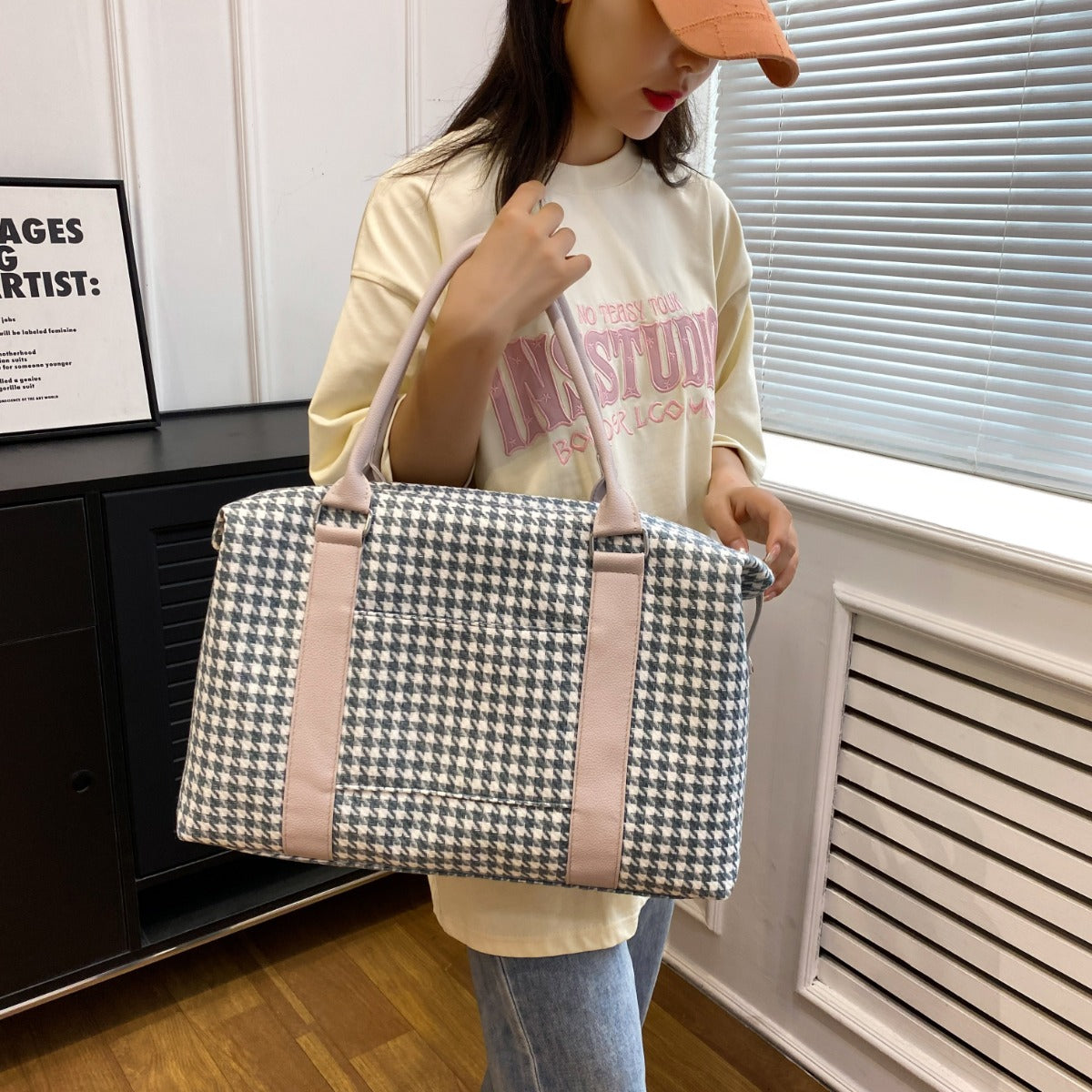 Serenity Houndstooth Canvas Travel Bag