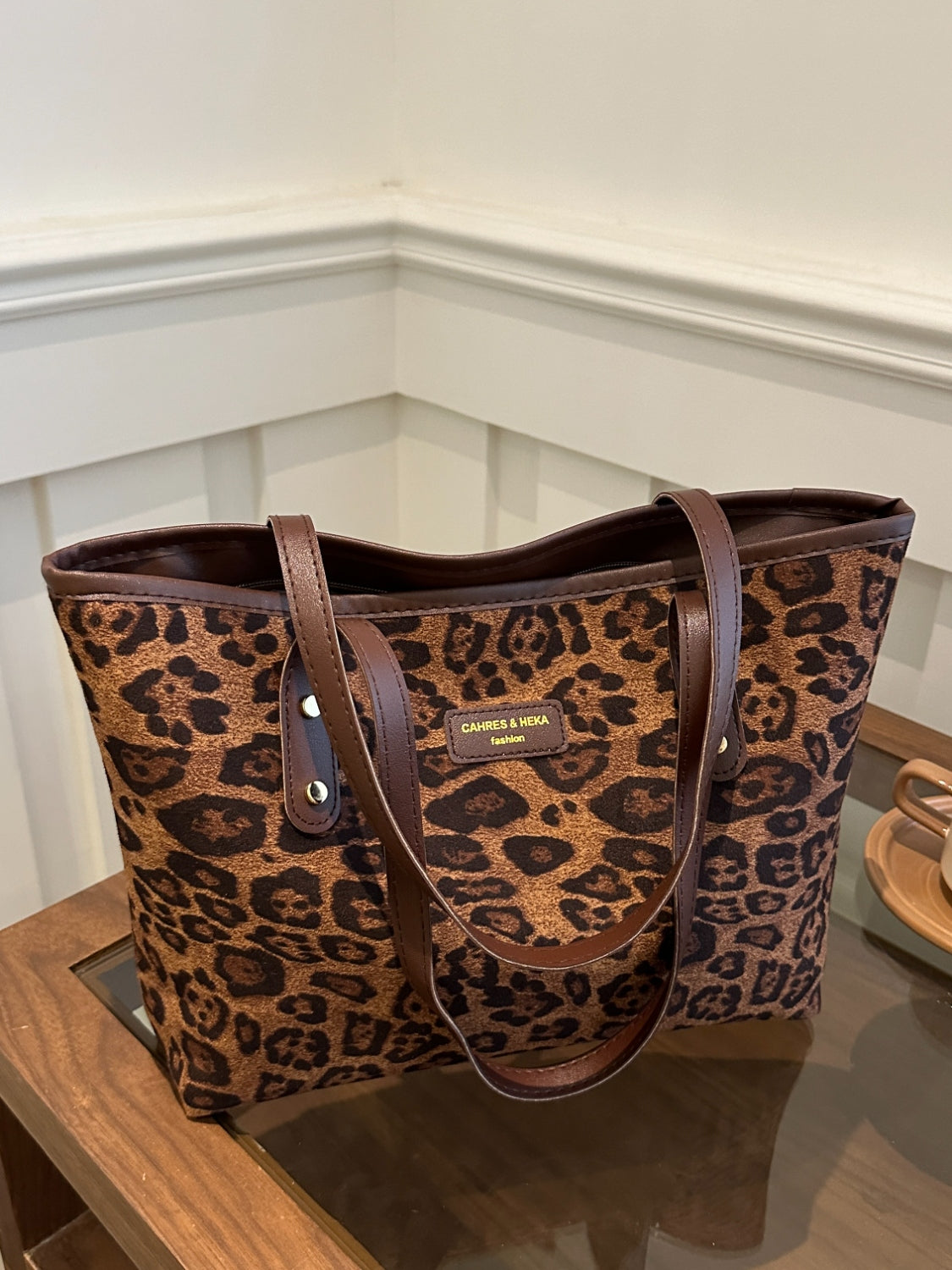 Serenity Leopard Polyester Tote Bag