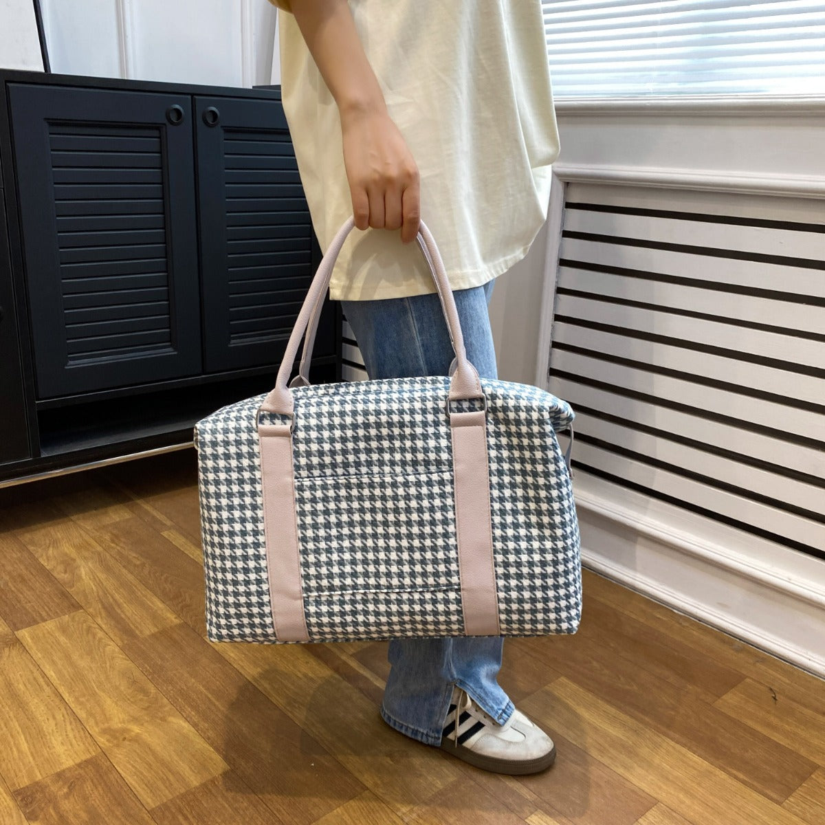 Serenity Houndstooth Canvas Travel Bag