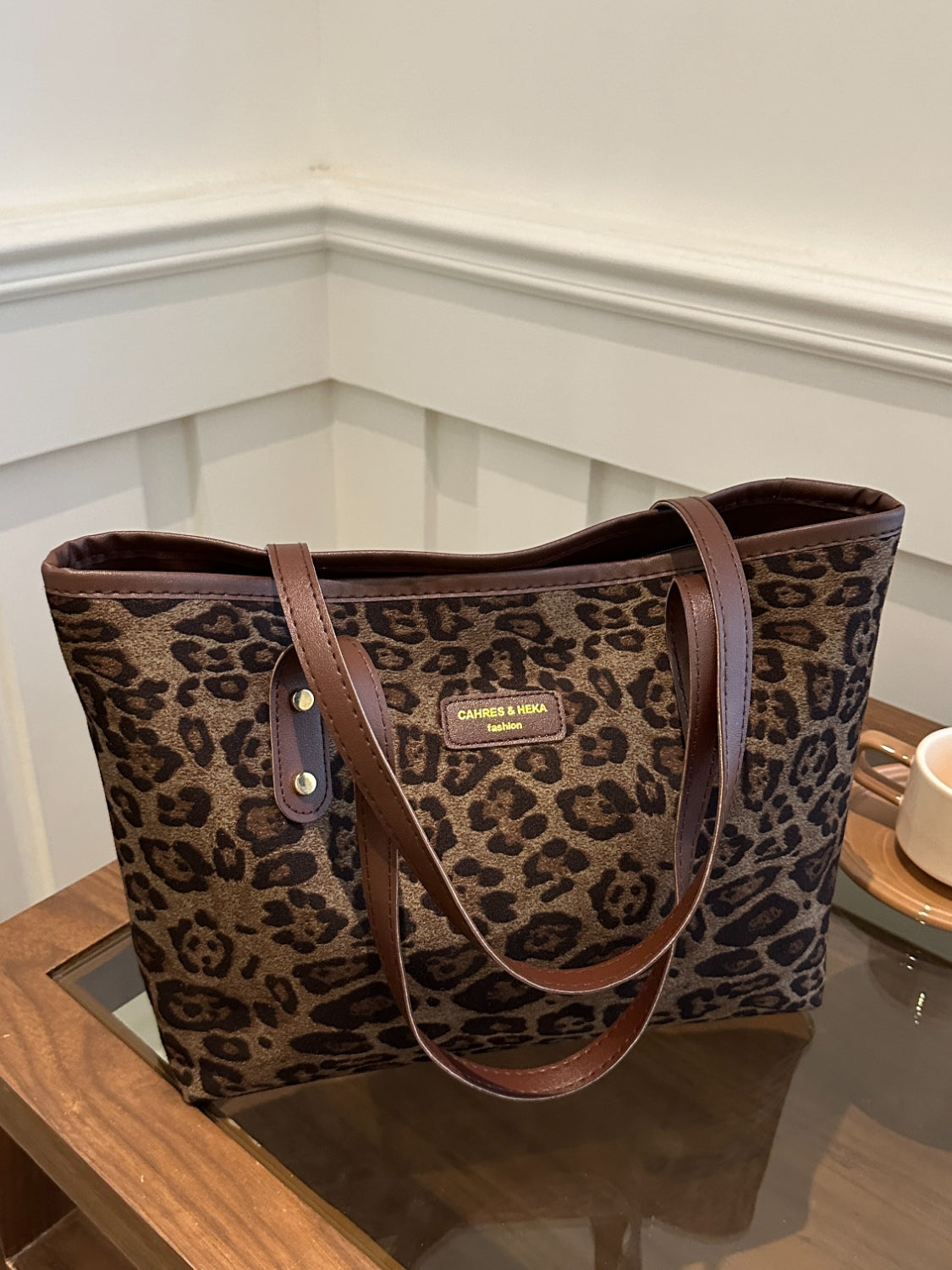 Serenity Leopard Polyester Tote Bag