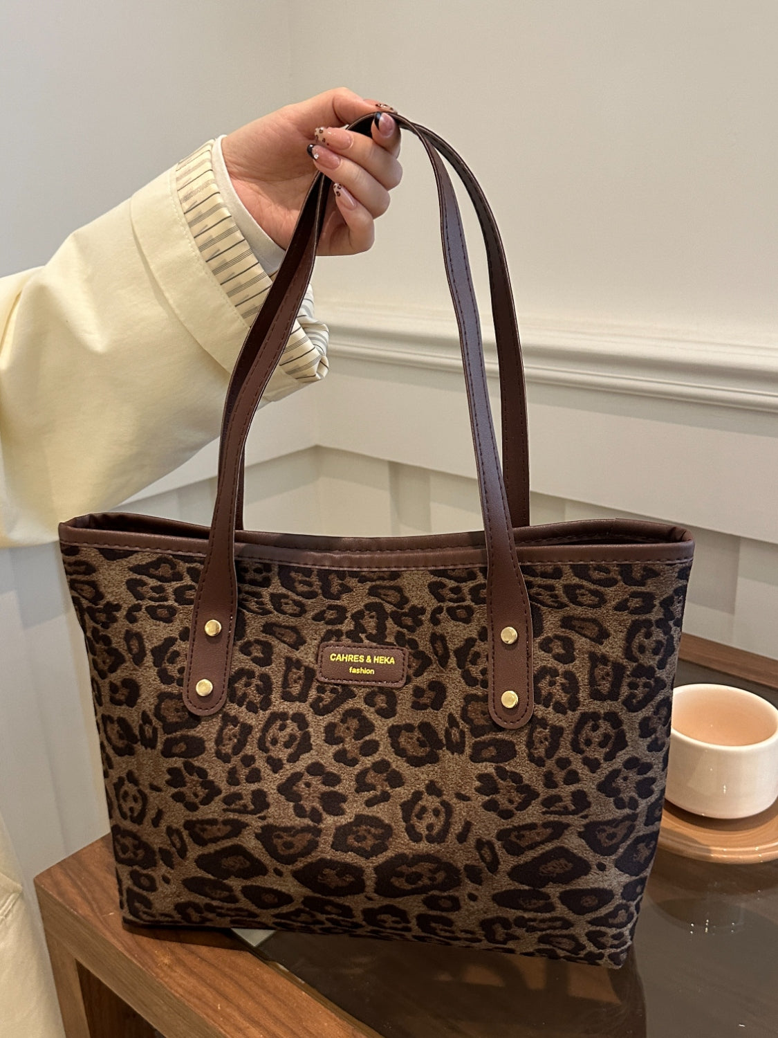 Serenity Leopard Polyester Tote Bag