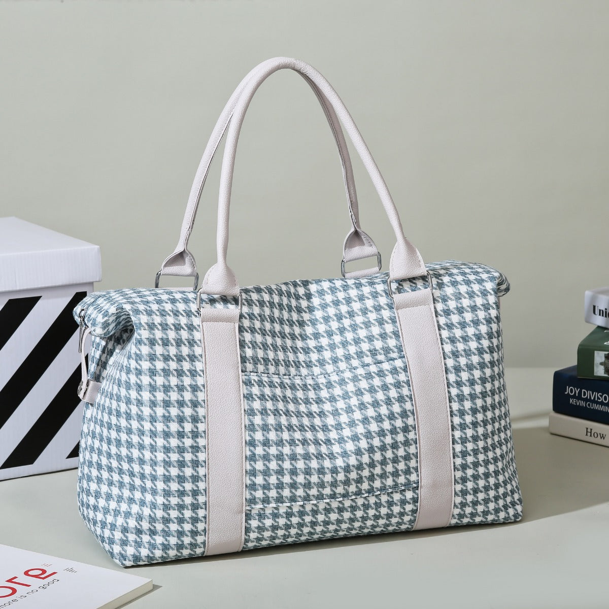 Serenity Houndstooth Canvas Travel Bag