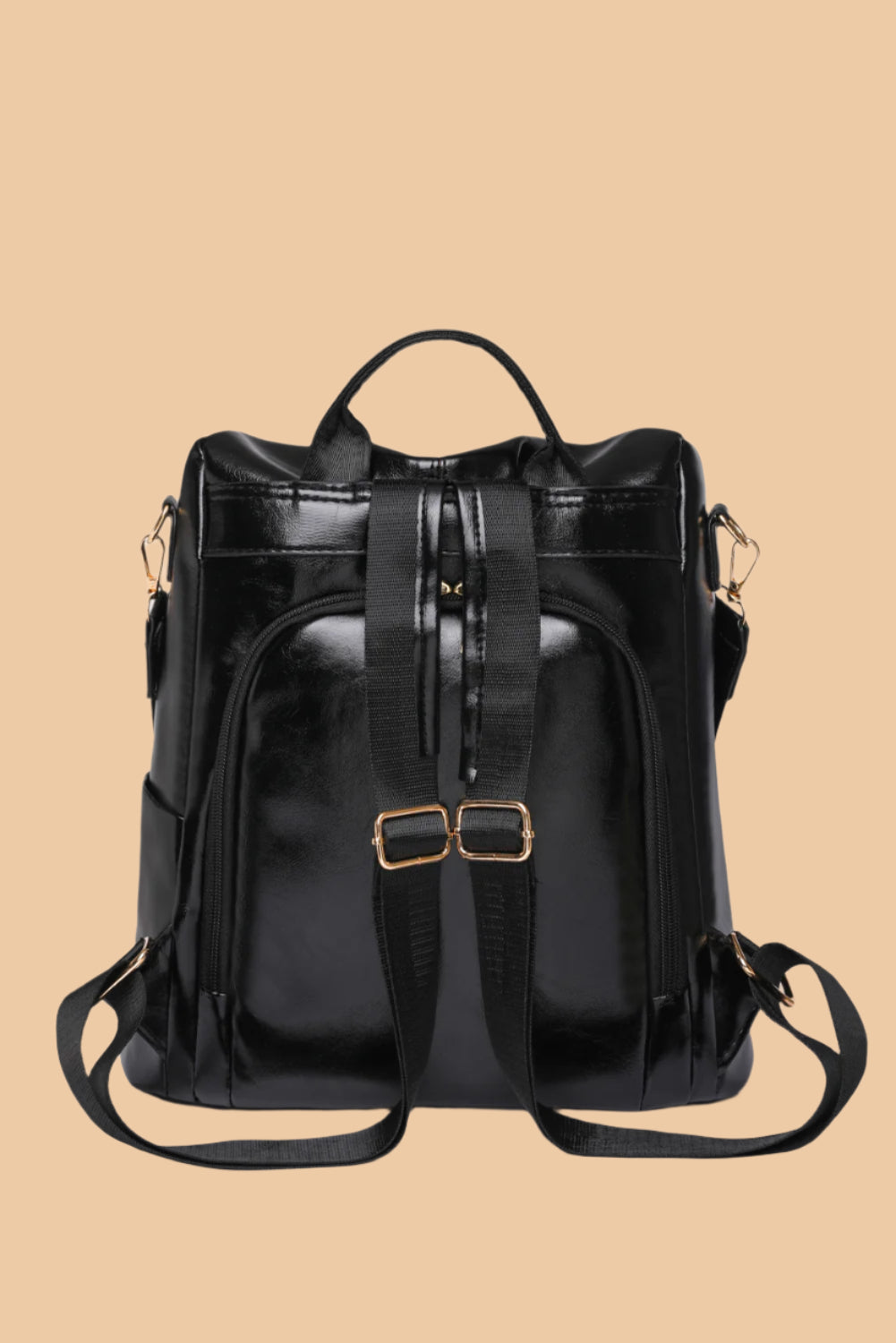 Pure Leather Zipper Pocket Backpack