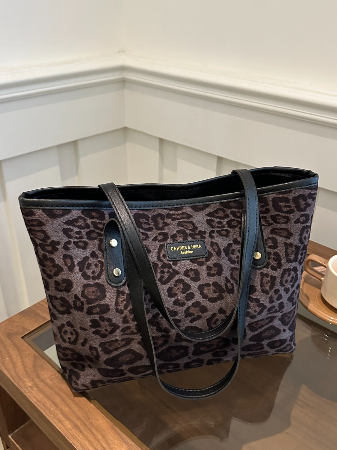 Serenity Leopard Polyester Tote Bag