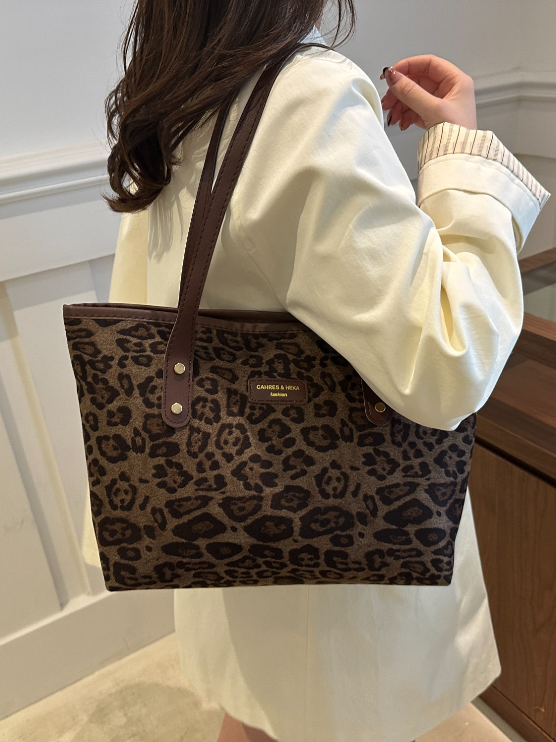 Serenity Leopard Polyester Tote Bag