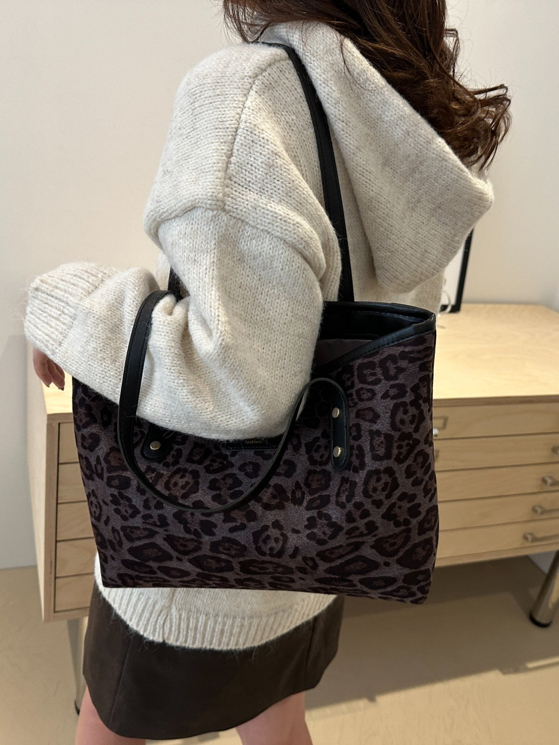 Serenity Leopard Polyester Tote Bag