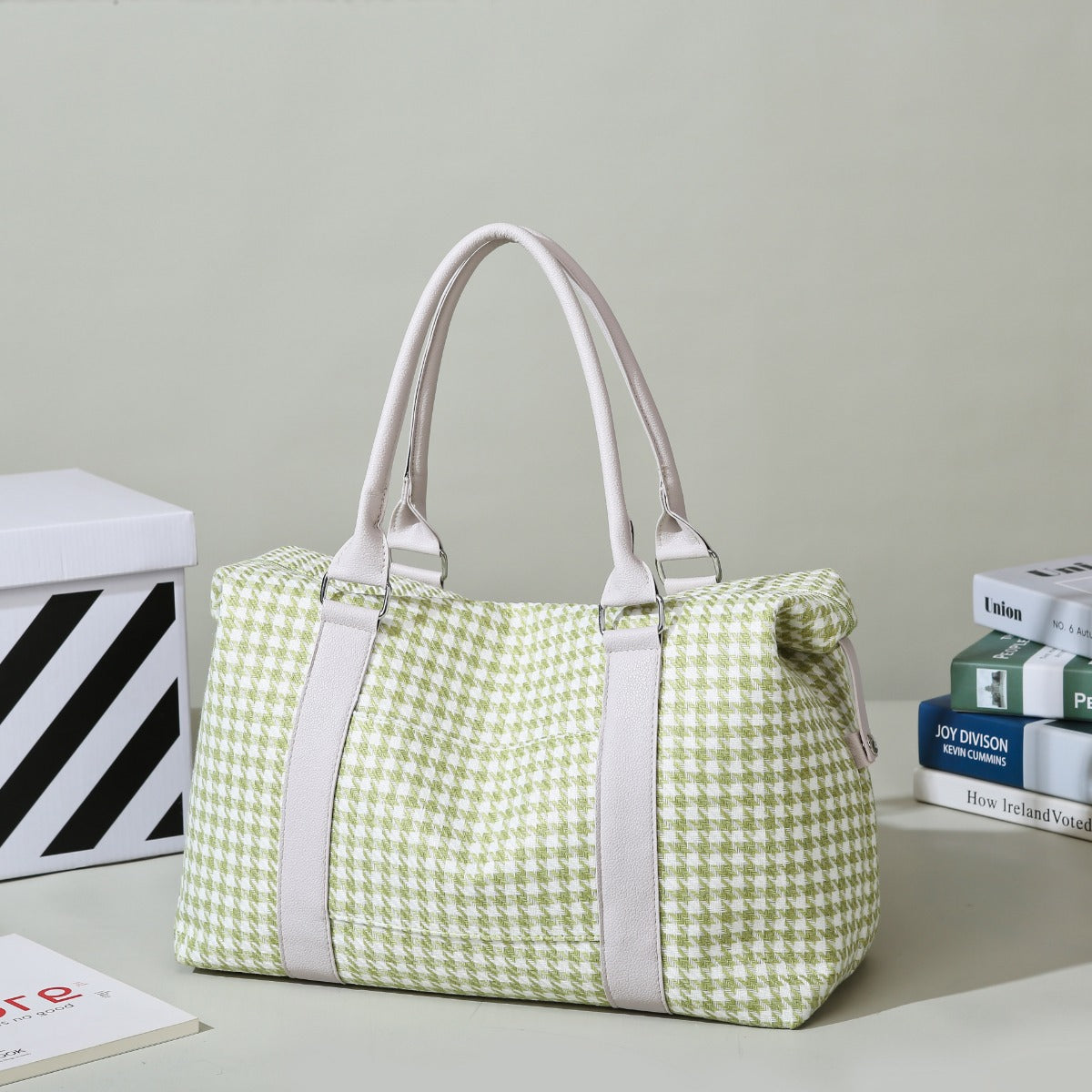 Serenity Houndstooth Canvas Travel Bag