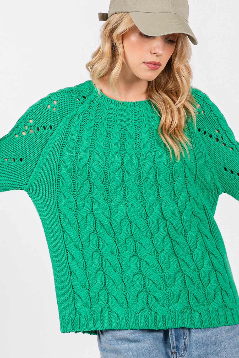 SAGE + FIG Cable-Knit Long Sleeve Sweater