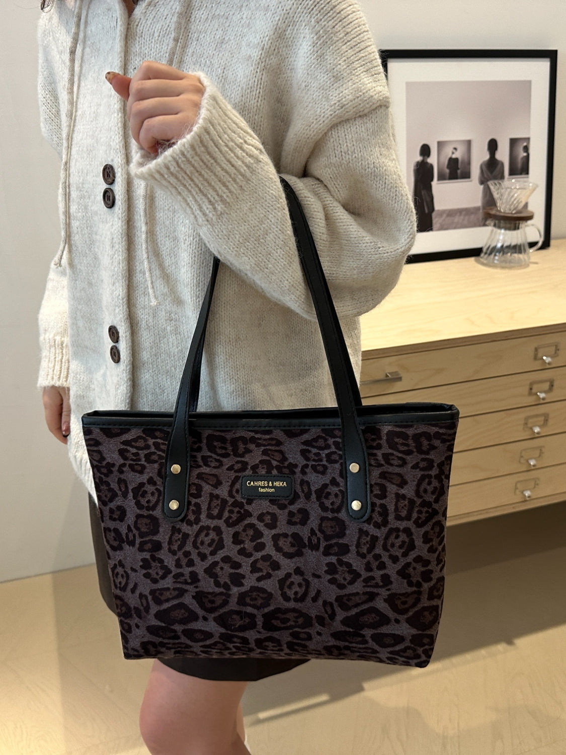 Serenity Leopard Polyester Tote Bag