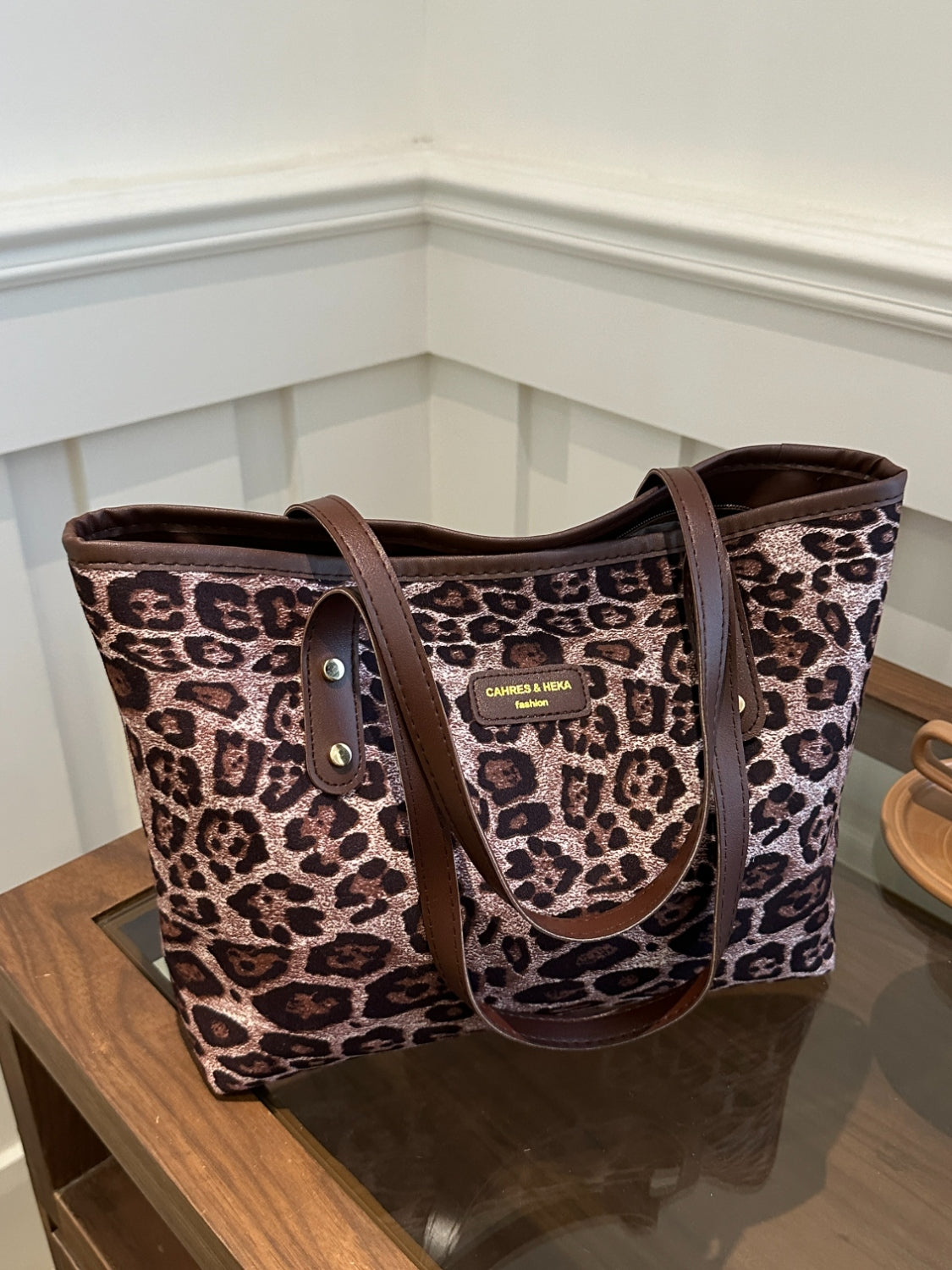 Serenity Leopard Polyester Tote Bag