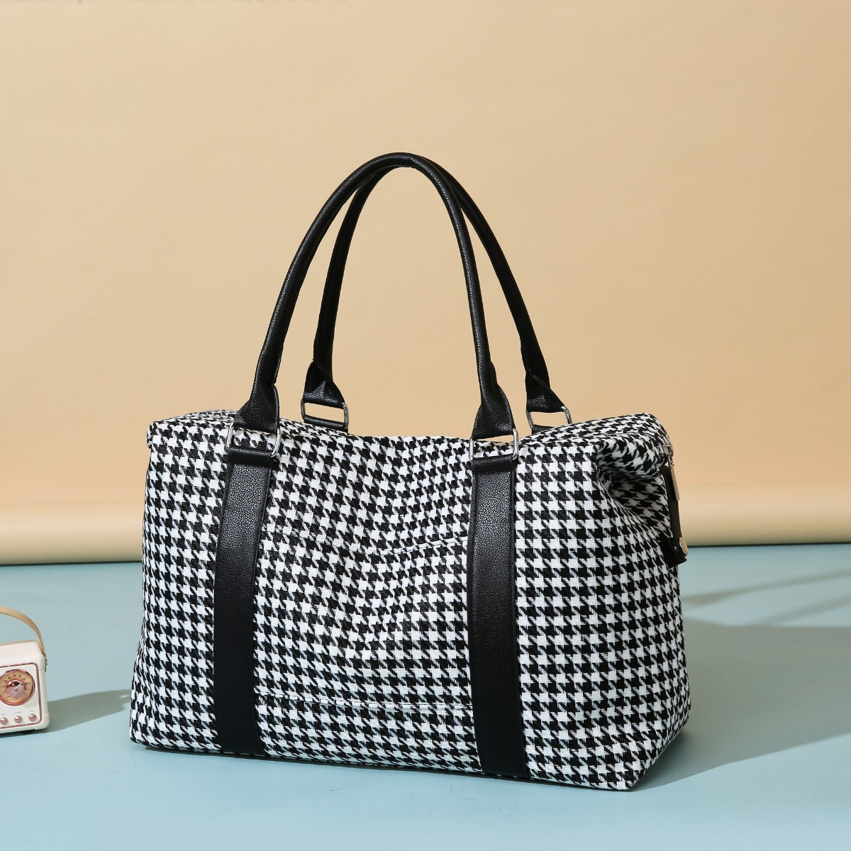 Serenity Houndstooth Canvas Travel Bag