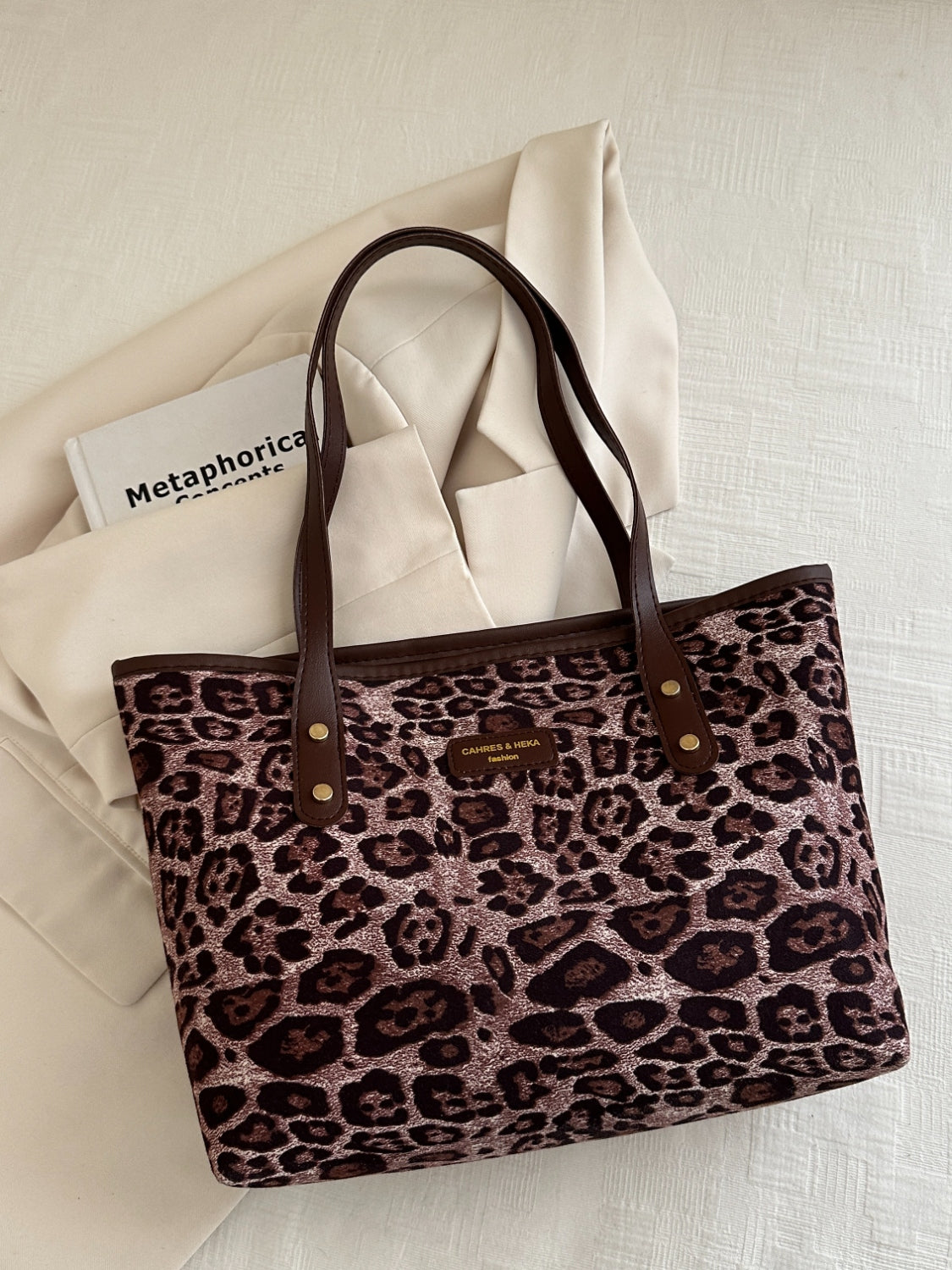 Serenity Leopard Polyester Tote Bag