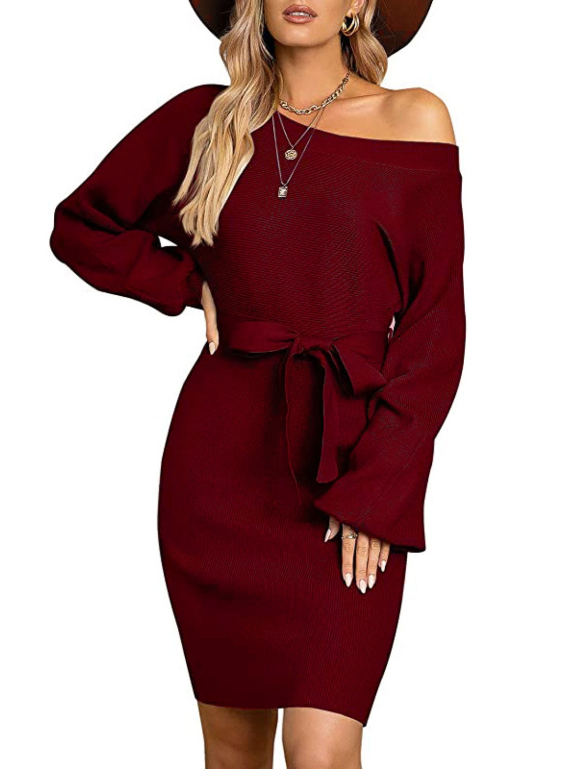 Tie Waist Long Sleeve Mini Dress